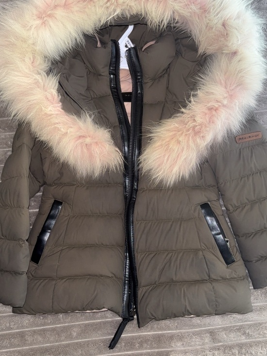 Mackage Other - Mackage toddler Olive Quilted Down Jacket with Pink Faux Fur Trim size 2